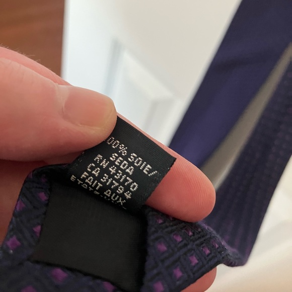 Vintage Geoffrey Beene Black Purple Print Tie - Picture 6 of 6